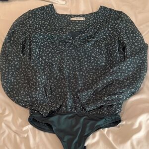 Abercrombie & Fitch Teal Floral Bodysuit